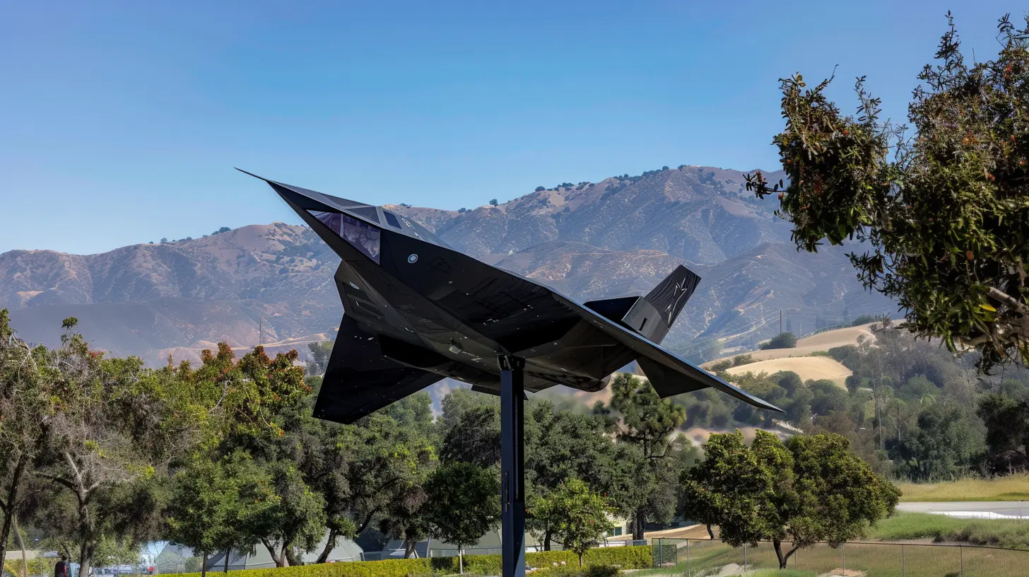 F-117 Nighthawk Stealth Fighter on display outside the Ronald Reagan Presidential Library and Museum in Simi Valley, California
